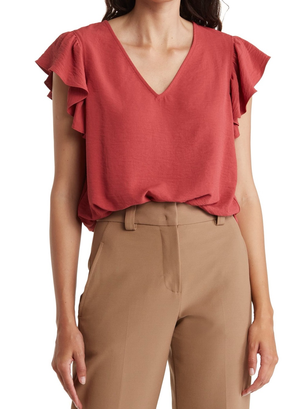Adrianna Papell Women’s Olive Green Short Sleeve Blouse - Picture 5 of 6